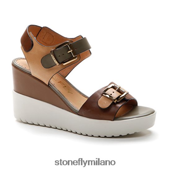L4PJ175 Stonefly donne ely 17 vitello lthmarrone scuro/marrone chiaro/verde sandali