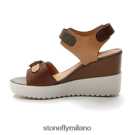 L4PJ175 Stonefly donne ely 17 vitello lthmarrone scuro/marrone chiaro/verde sandali