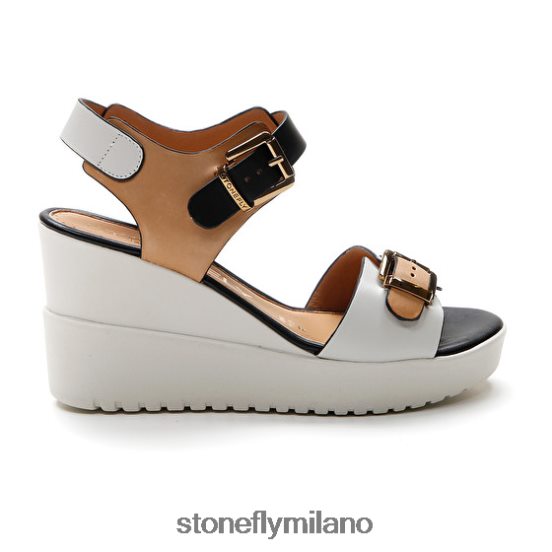 L4PJ176 Stonefly donne ely 17 vitello lthmarrone/bianco/nero sandali
