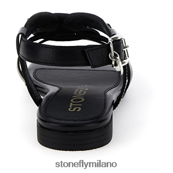 L4PJ133 Stonefly donne margherita 6 nappa lth/s. in rilievonero sandali