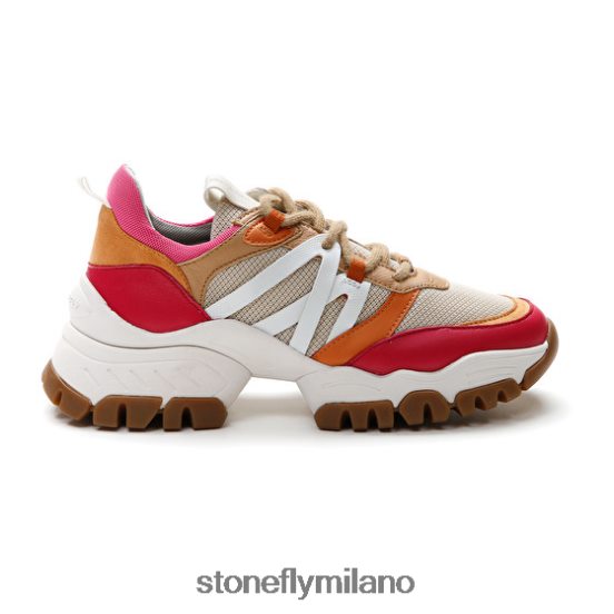 L4PJ61 Stonefly donne twiggy 1 tessuto/nappa lthrosso/rosa/marrone/arancione scarpe